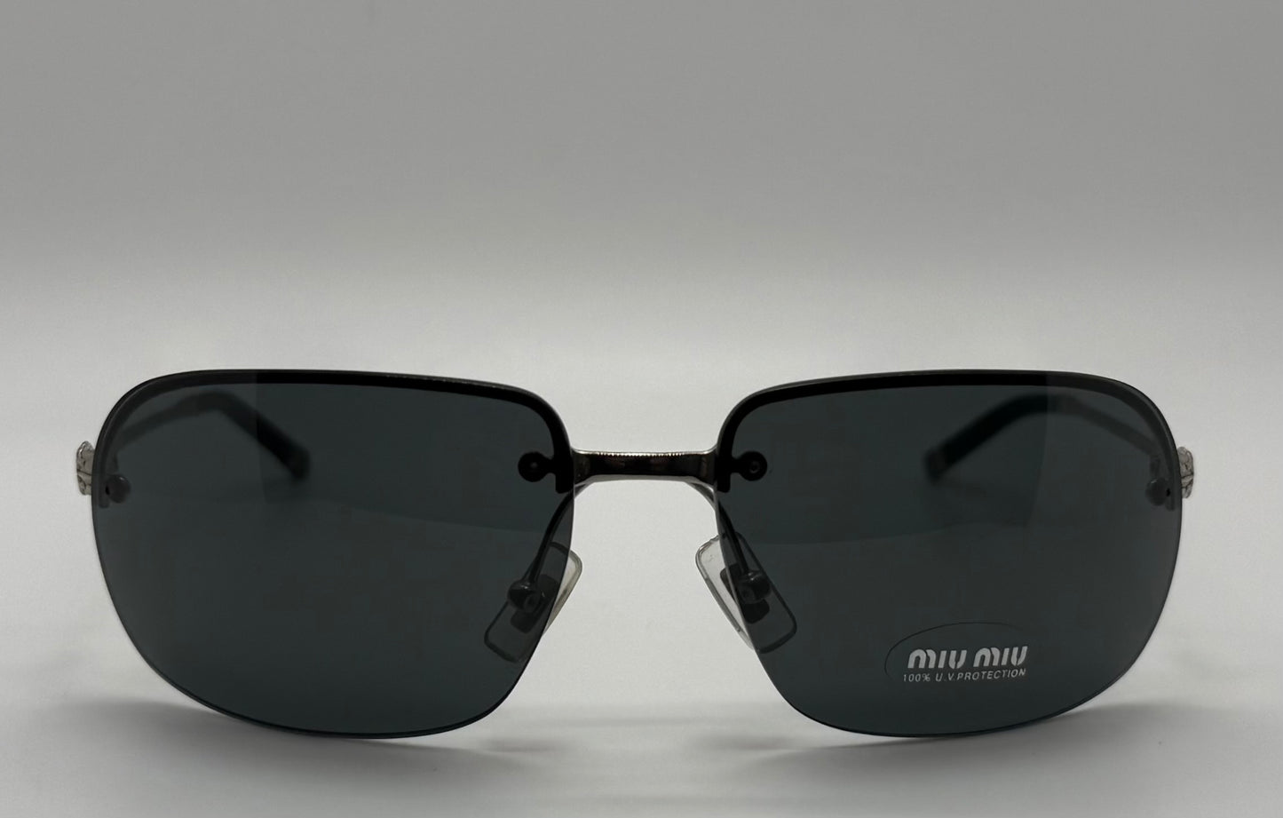 MIU MIU SMU57H Y2K Vintage Deadstock Rimless Shield Sunglasses-Full Kit