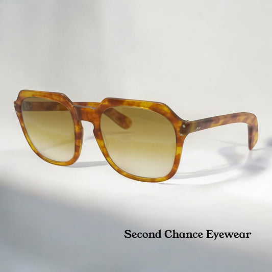 Jean Lafont YAN Vintage Sunglasses Amber Tortoise w/ Original Glass Lenses
