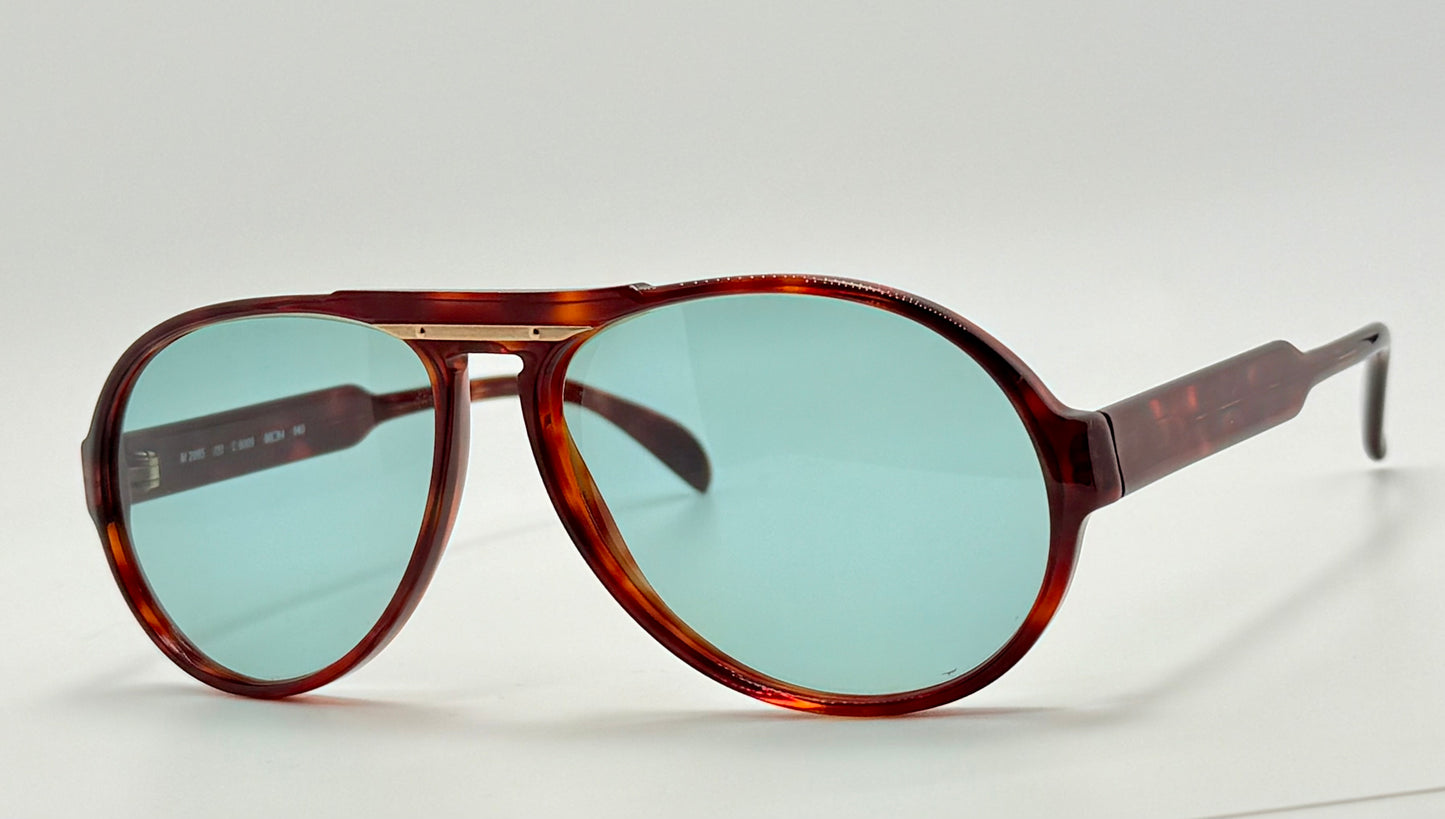 Vintage Silhouette M2095 Keyhole Aviator-Tortoise Acetate & Custom Aquamarine Lenses