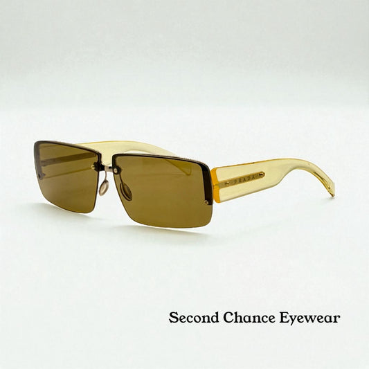 Prada SPR58B Rimless Vintage Shield Sunglasses Deadstock/Unworn-Italy