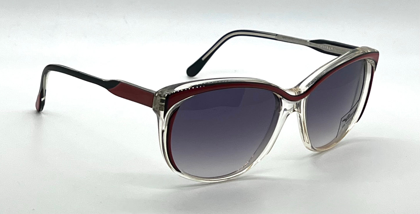Elegante Mademoiselle V Vintage Sunglasses-Red/Black Unworn/NOS-France