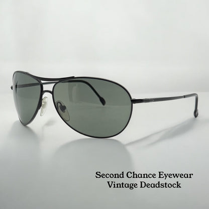 PERSOL 2256-S 594/58 Vintage Black Aviators w/ Polarized Lenses-Deadstock