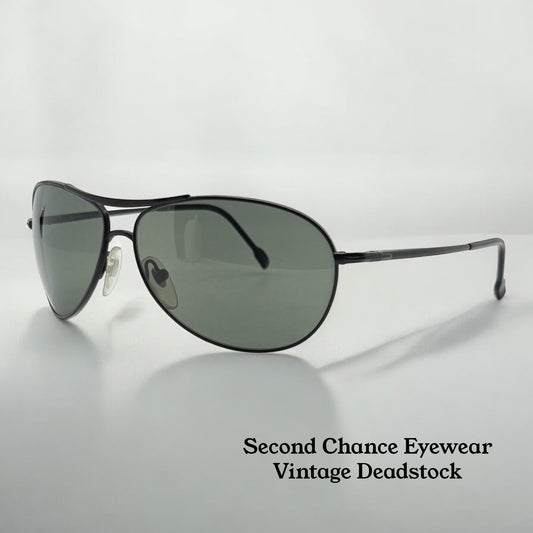 PERSOL 2256-S 594/58 Vintage Black Aviators w/ Polarized Lenses-Deadstock
