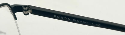 Prada VPS 51M 55-19-145 Black Red Half-Rim Glasses Made in Italy-New
