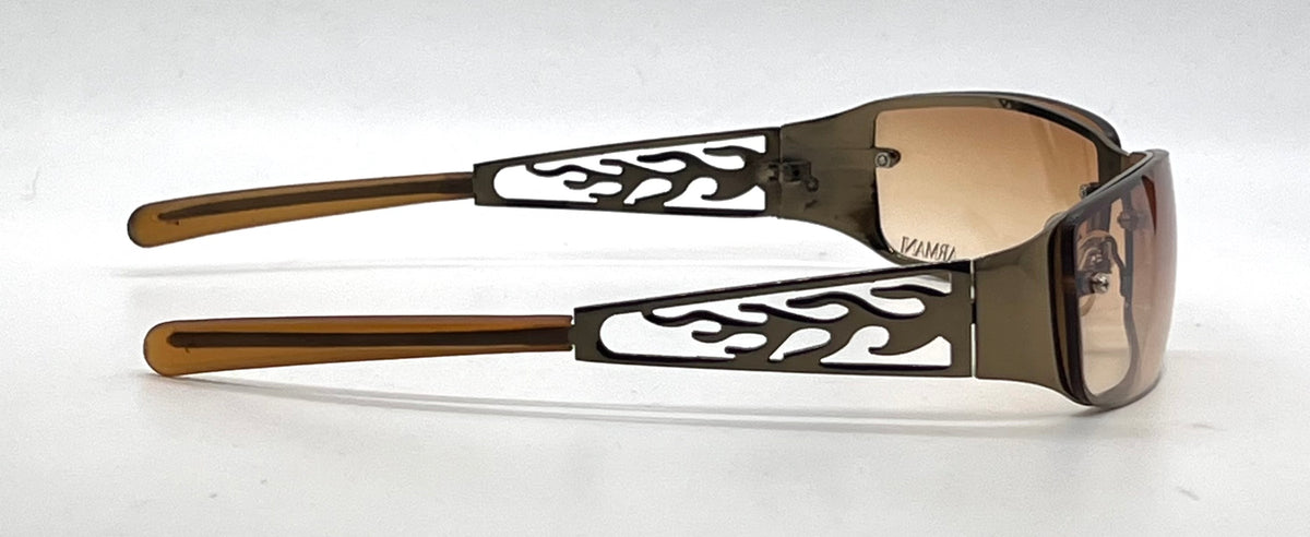 Armani 9018-Y2K Style Bronze Flame Cutout Sunglasses-Unworn/Original-Italy