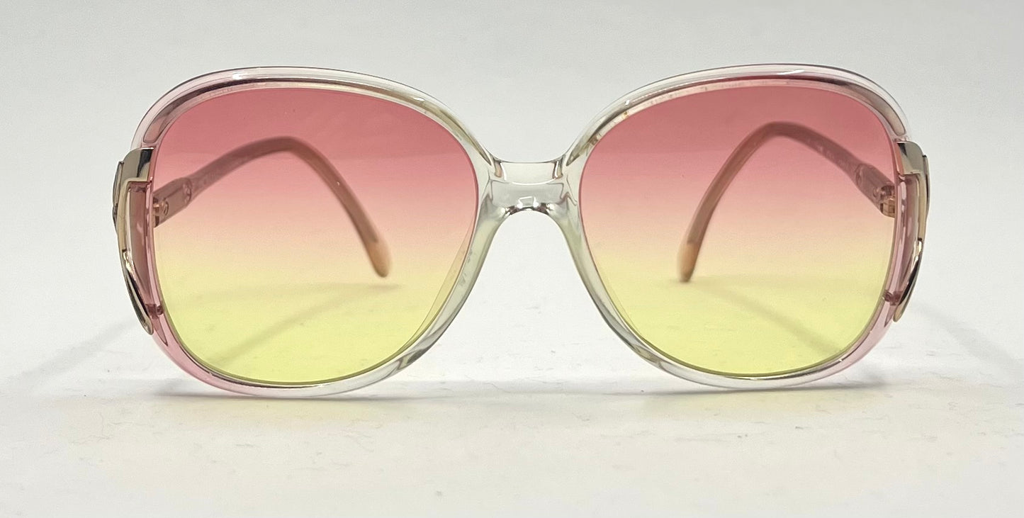 Luxottica Vintage Oversized Sunglasses-with New Rose/Lemon Custom Lenses