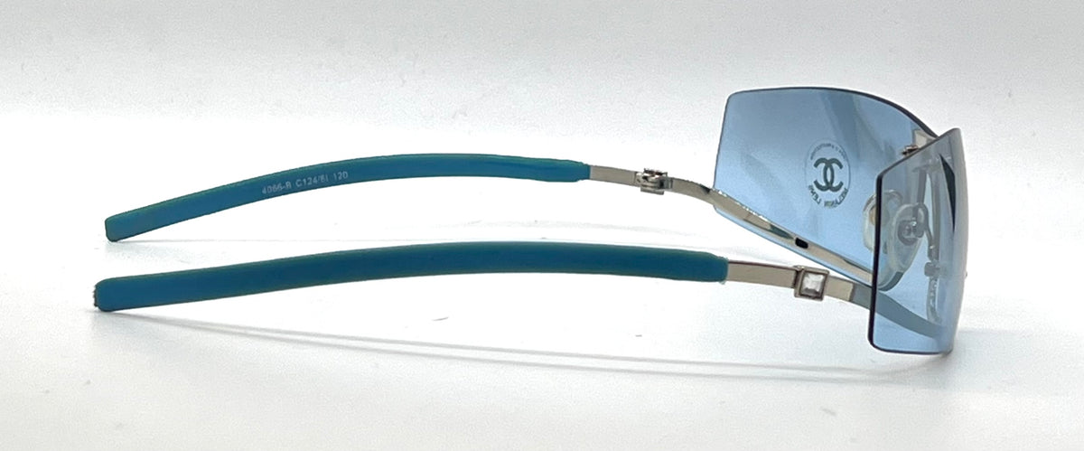 Chanel 4066-B Vintage Y2K Blue Shield Sunglasses Unworn Original Made in Italy