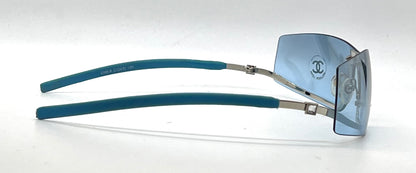 Chanel 4066-B Vintage Y2K Blue Shield Sunglasses Unworn Original Made in Italy