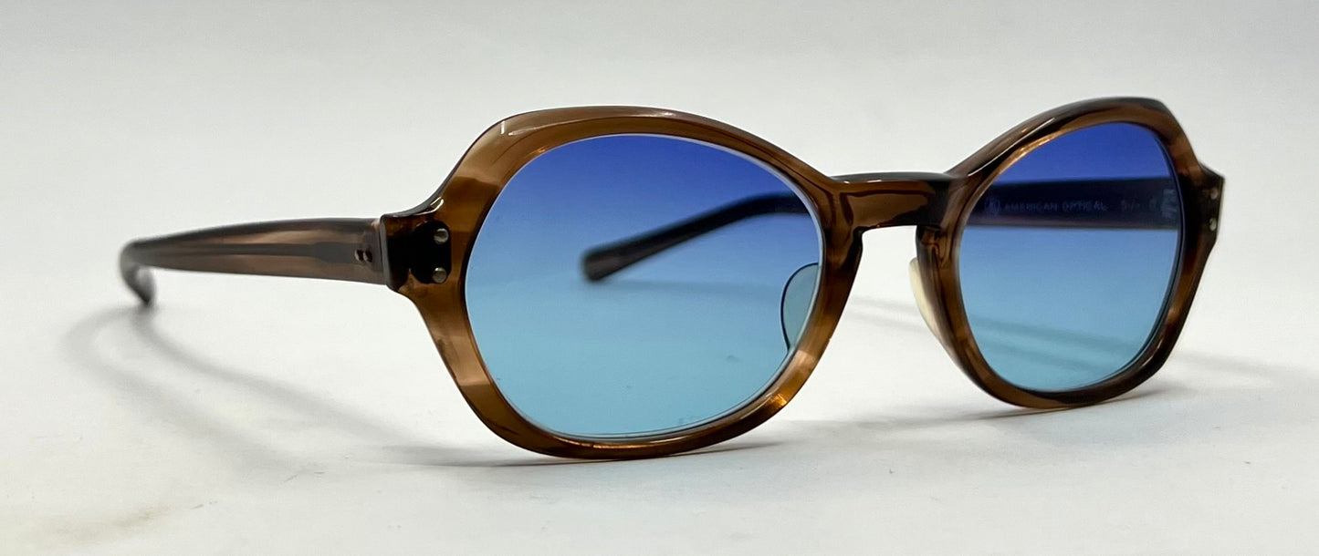 Vintage American Optical Sunglasses 5 1/4 Custom Light Blue Lenses USA