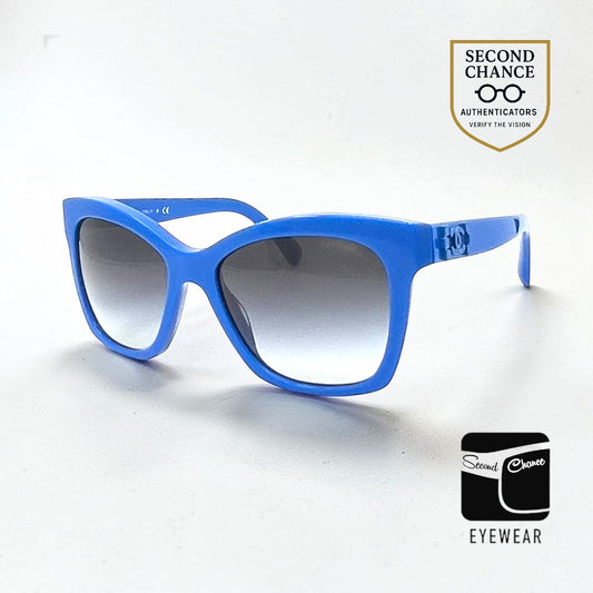 CHANEL 5313 Blue CC Logo Oversized Sunglasses 56-18-140 Made in Italy-NOS