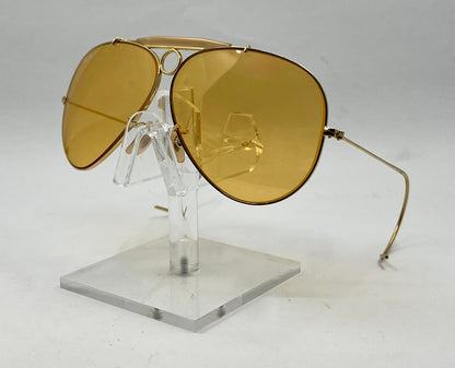 Bausch & Lomb Ray-Ban Shooter 62-8 Arista Gold Amber Mineral Glass-USA