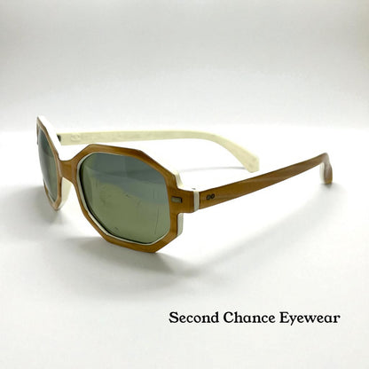 Vintage Bonjour Cool-Ray® Polaroid® 160 Octagonal Sunglasses – White/Woodgrain – Preloved