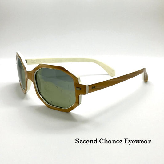 Vintage Bonjour Cool-Ray® Polaroid® 160 Octagonal Sunglasses – White/Woodgrain – Preloved