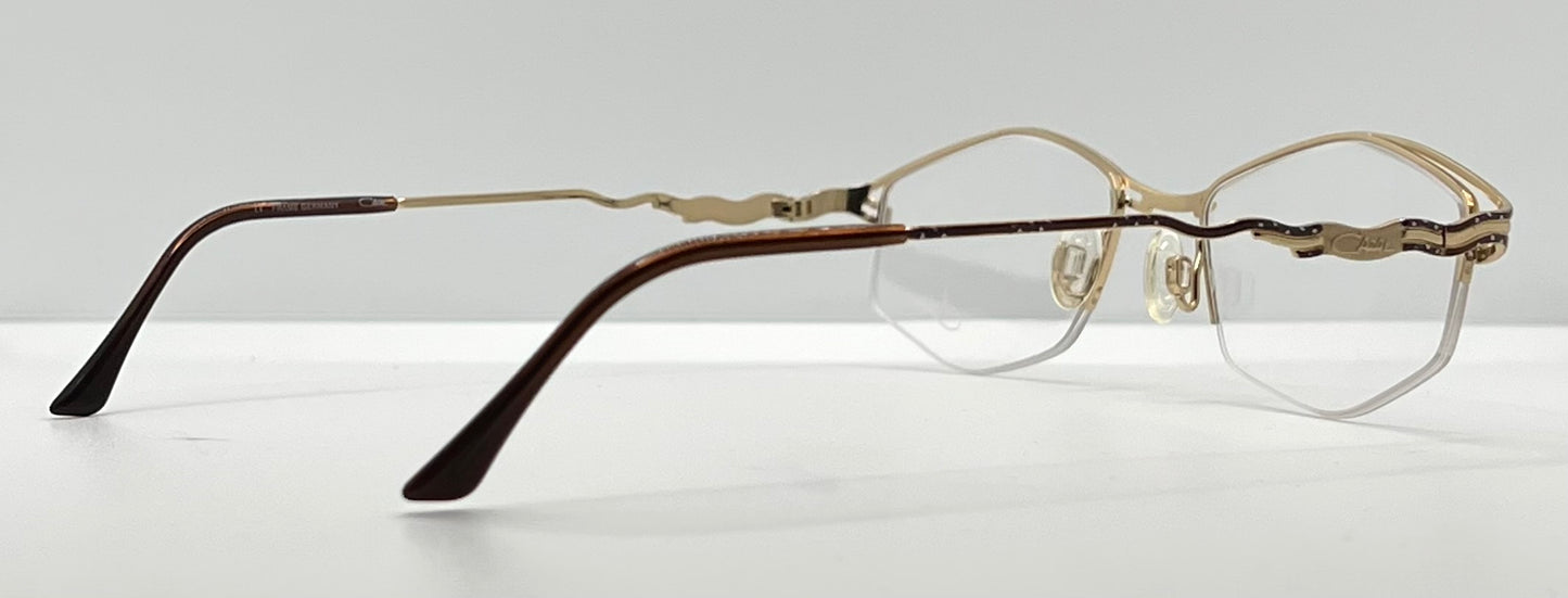 CAZAL 446 COL. 225 Vintage Eyeglass Frame-Made in Germany-Gold & Bronze Wire Semi-Rimless