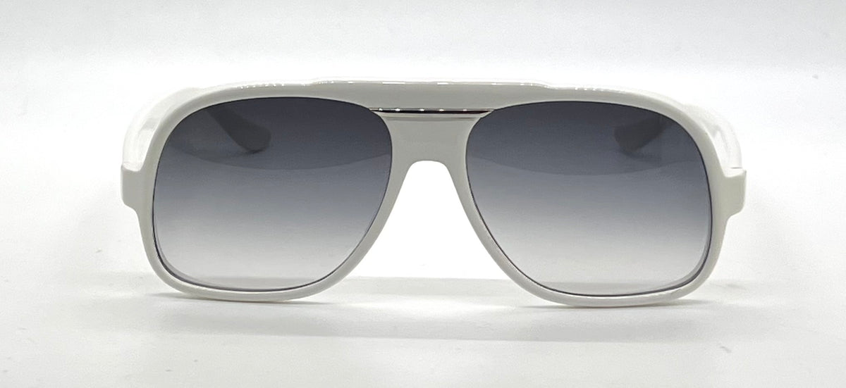 SRO VINTAGE Optical White Oversized Aviator Sunglasses-New Gray Gradient Lens-USA