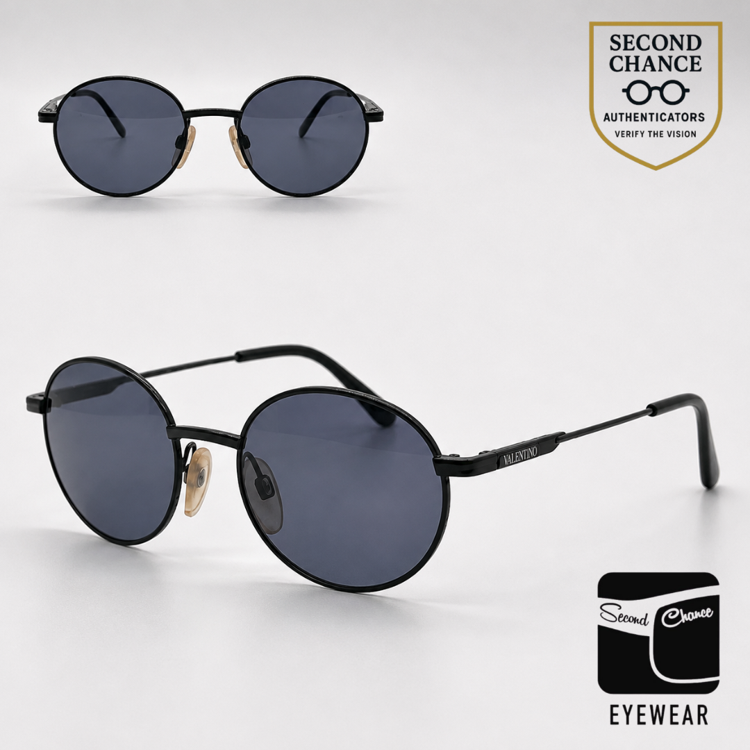Chagall by Visibilia LL50042F Black Round Vintage Sunglasses-Unworn-Italy