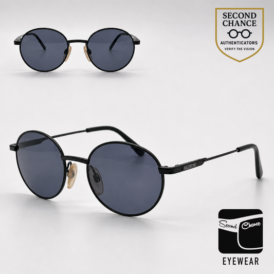 Chagall by Visibilia LL50042F Black Round Vintage Sunglasses-Unworn-Italy