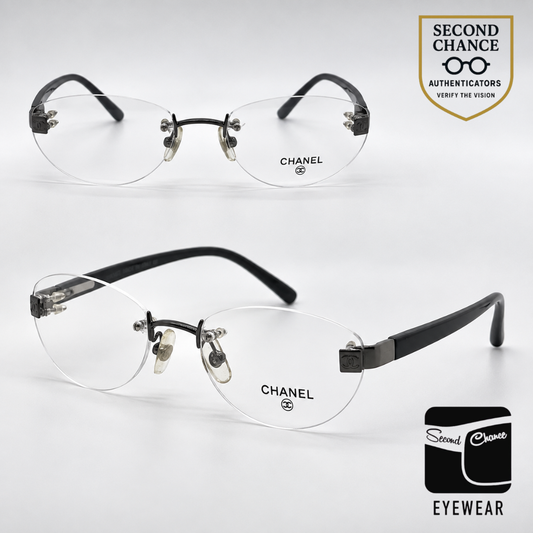 Chanel 2027 GN Rimless VINTAGE Eyeglasses Unworn/Y2K Italy 54-18