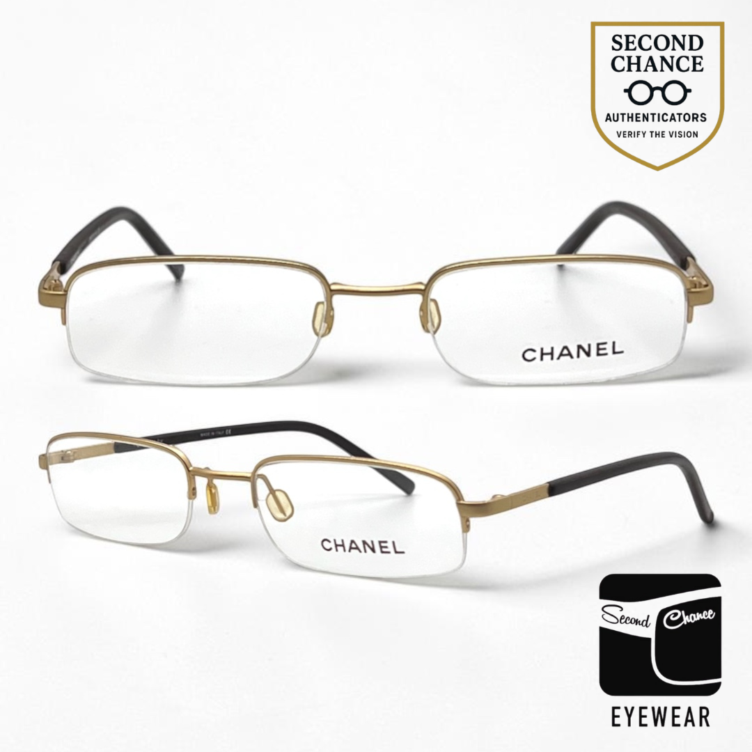 Chanel Gold Semi-Rimless Vintage-Eyeglasses 50-19 Unworn Italy