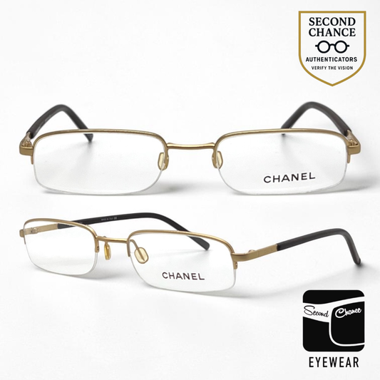 Chanel Gold Semi-Rimless Vintage-Eyeglasses 50-19 Unworn Italy