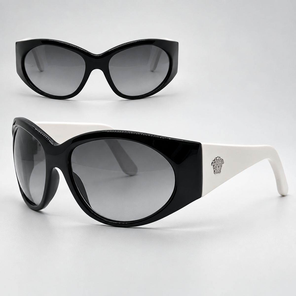 Versace MOD.4036-M Black White Wraparound Acetate-Unworn