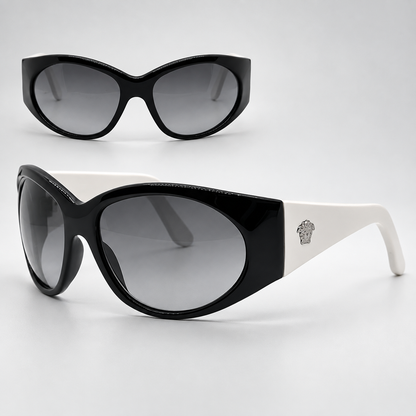 Versace MOD.4036-M Black White Wraparound Acetate-Unworn