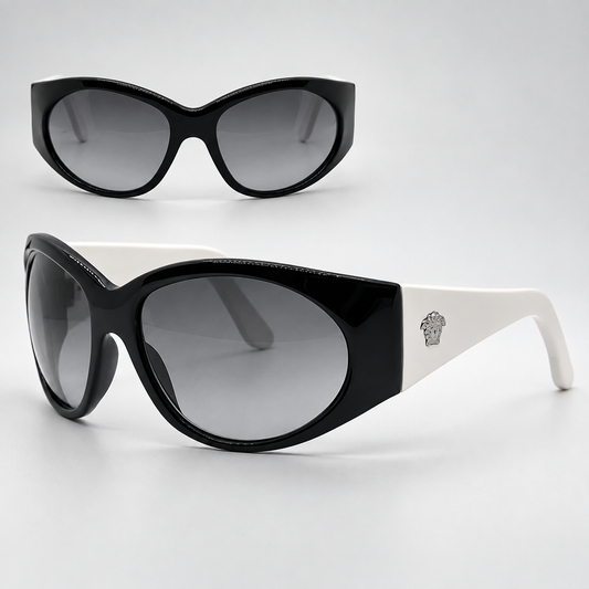 Versace MOD.4036-M Black White Wraparound Acetate-Unworn