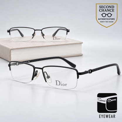 Christian Dior CD3627 Half-Rim-Vintage Optical Frame Blue Crystal-Unworn