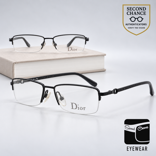 Christian Dior CD3627 Half-Rim-Vintage Optical Frame Blue Crystal-Unworn