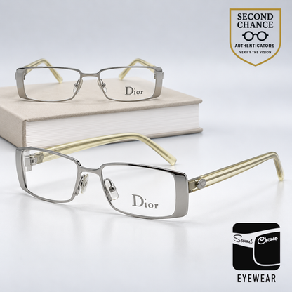 Christian Dior CD3633 Rectangular Vintage Optical Frame-Silver Yellow-Unworn
