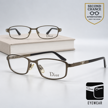 Christian Dior CD3713 Rectangle-Vintage Optical Frame Bronze Brown Crystal-Unworn