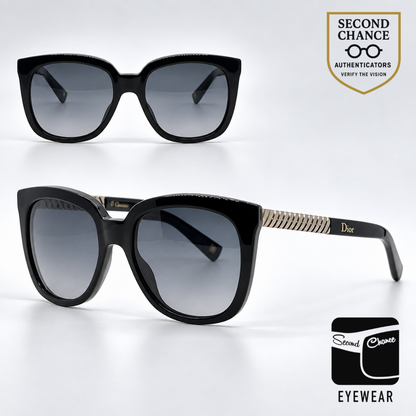 Christian Dior DiorEver2 RHPHD Black Square Sunglasses-Grey Gradient Lenses-Unworn