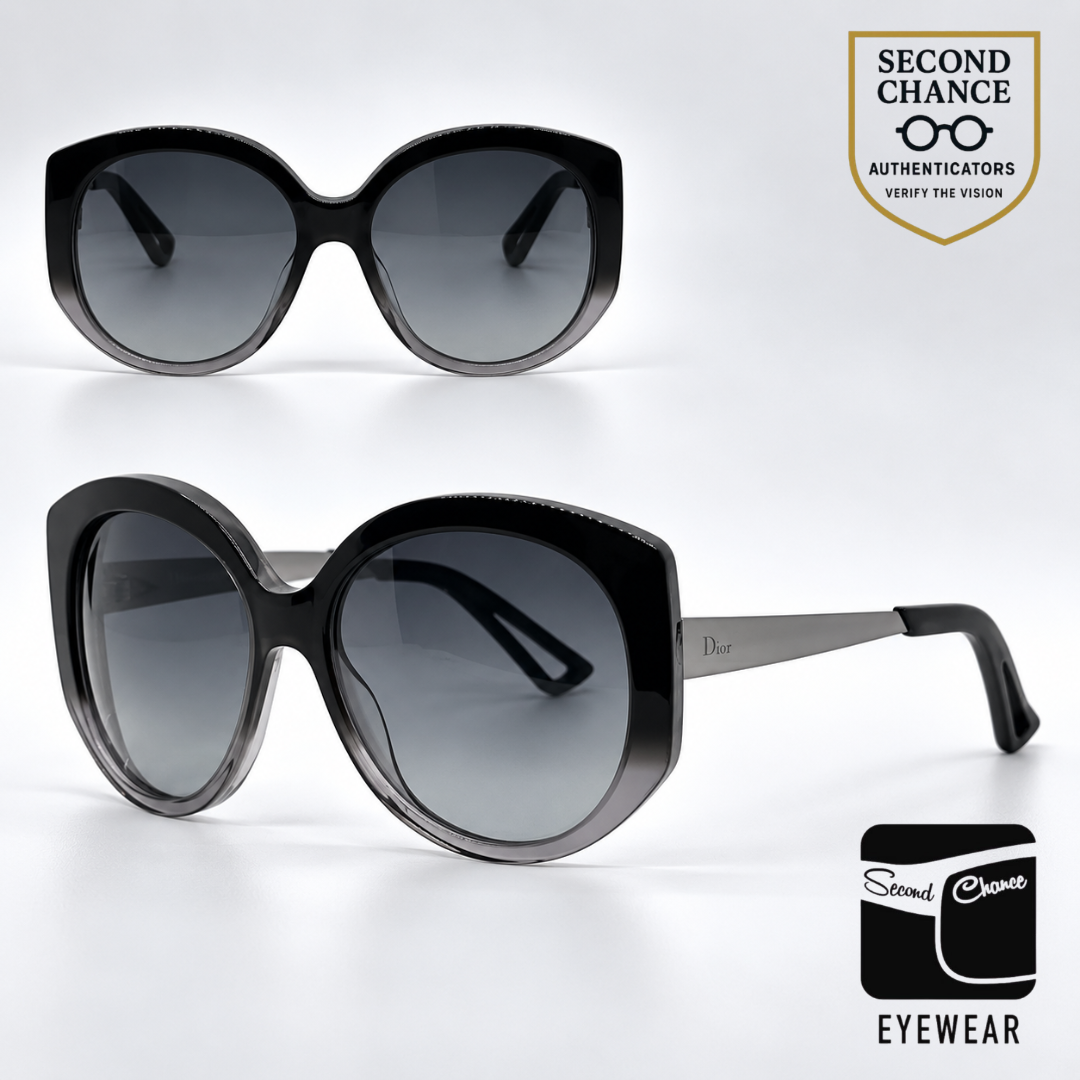 Christian Dior DiorExtase1 OSGHD Oversized Butterfly Black Grey Sunglasses-Grey Gradient Lenses-Unworn