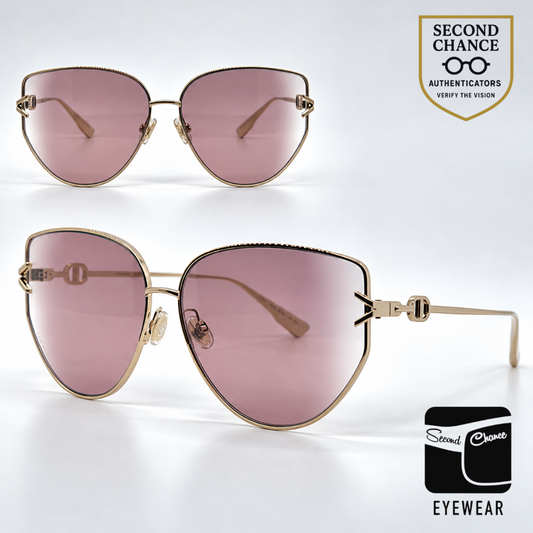 Christian Dior DiorGipsy1 Gold Butterfly Vintage Sunglasses Pink Gradient Lenses-Unworn