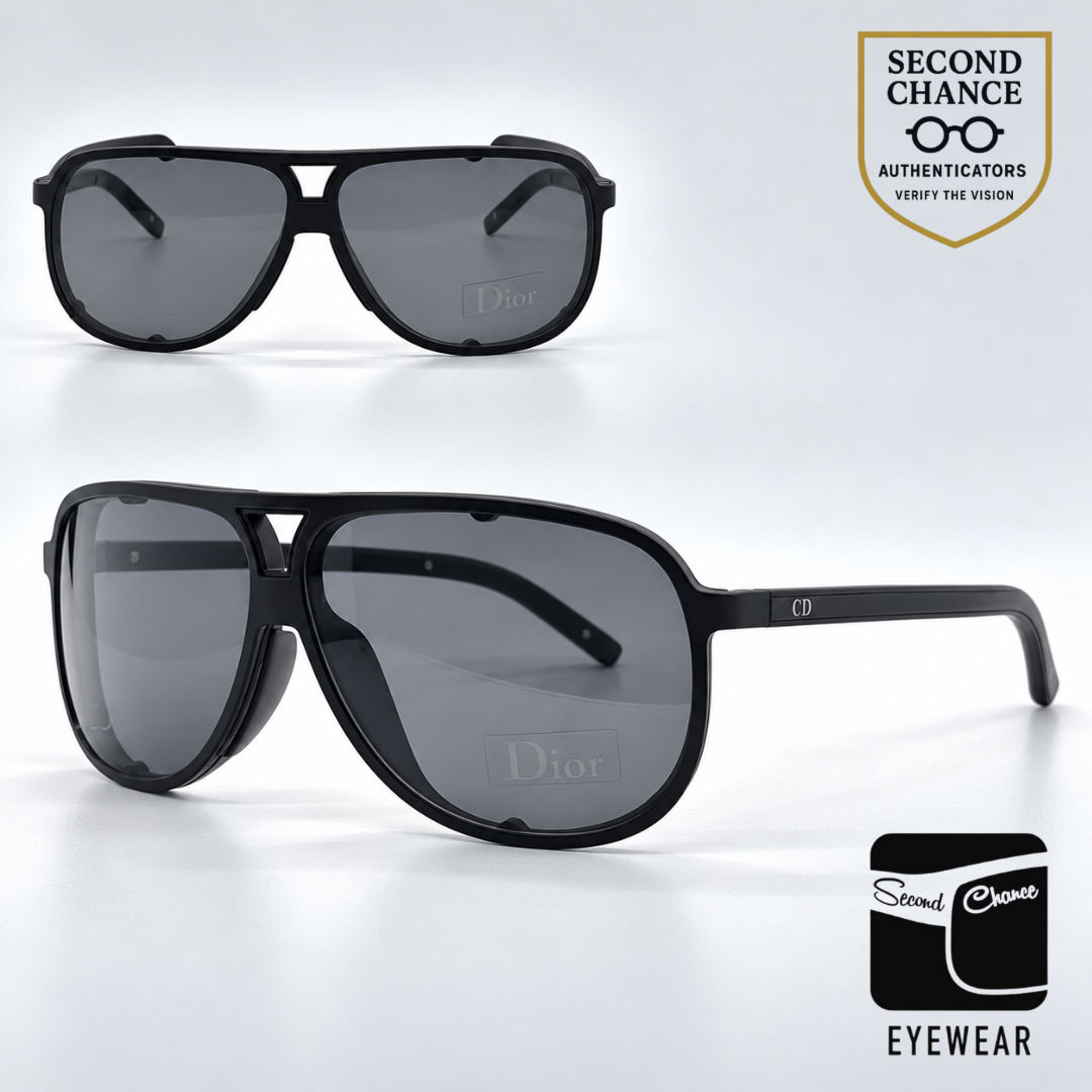 Christian Dior Dior Homme 0092/S Aviator Matte Black Sunglasses-Grey Lenses-Unworn