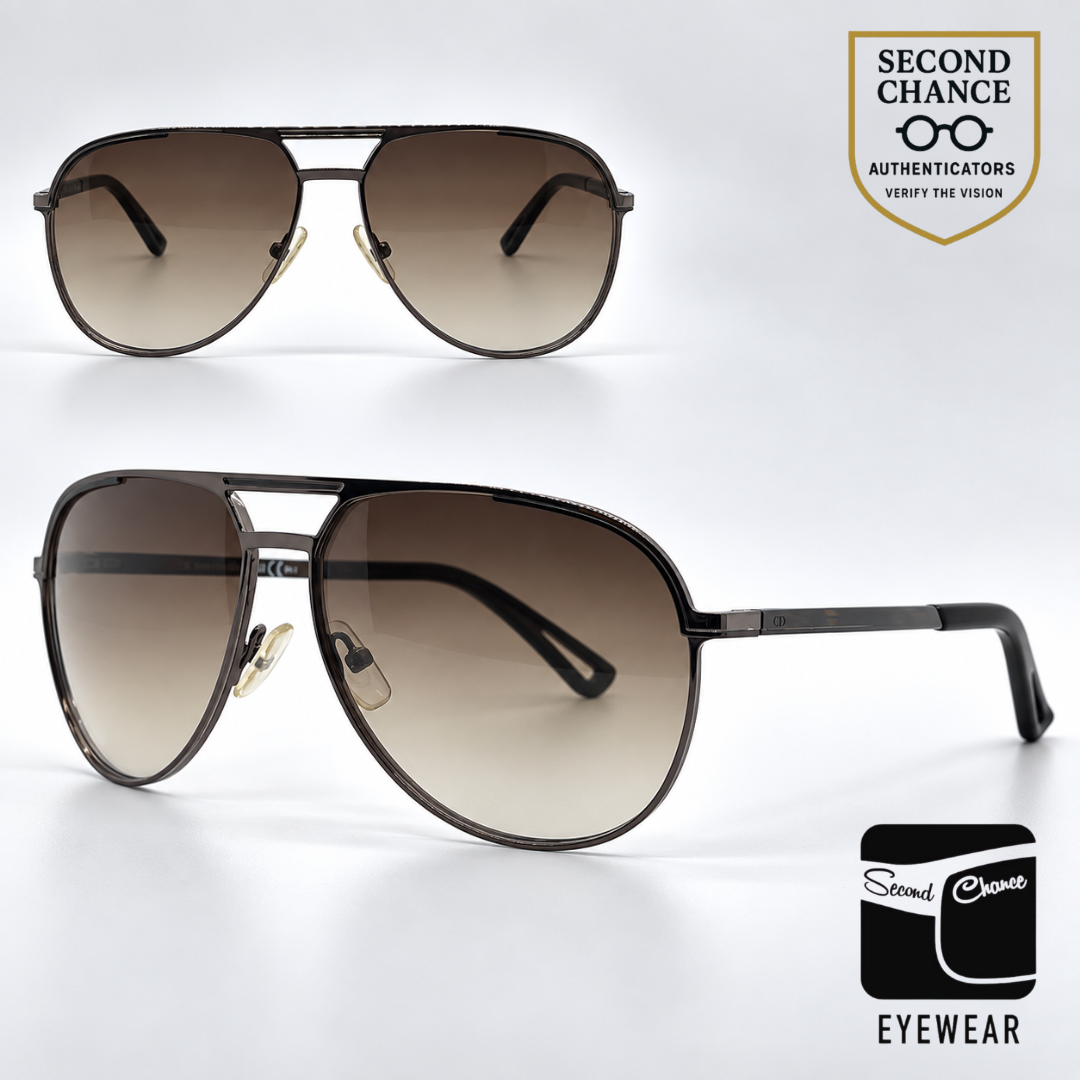 Christian Dior Dior Homme DIOR0139S Aviator Ruthenium Tortoise Sunglasses-Brown Gradient Lenses-Unworn