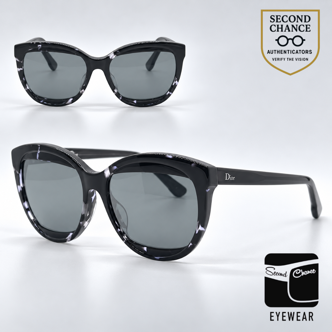 Christian Dior DiorMania2 Cat-Eye Black Lavender Marble Sunglasses-Grey Mirror Lenses