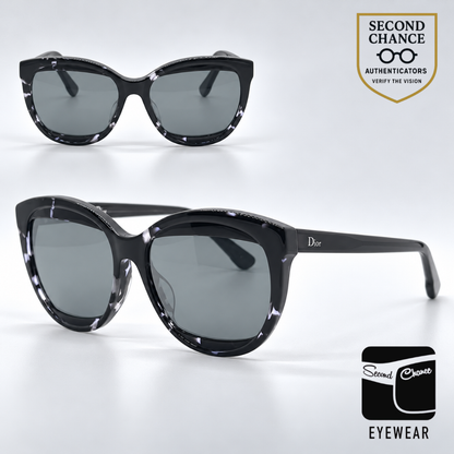 Christian Dior DiorMania2 Cat-Eye Black Lavender Marble Sunglasses-Grey Mirror Lenses