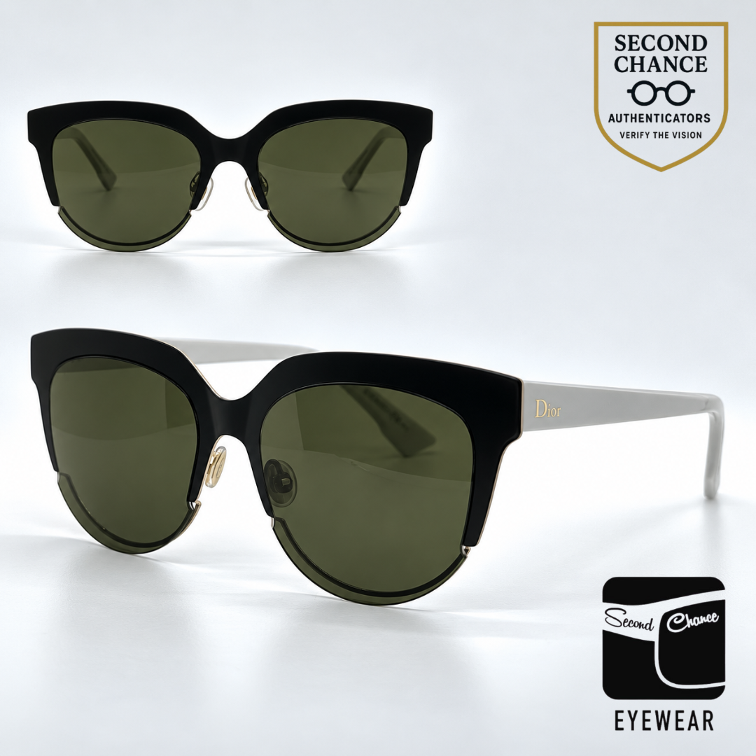 Christian Dior DiorSight2 Green White Cat-Eye Sunglasses Green Lenses-Unworn