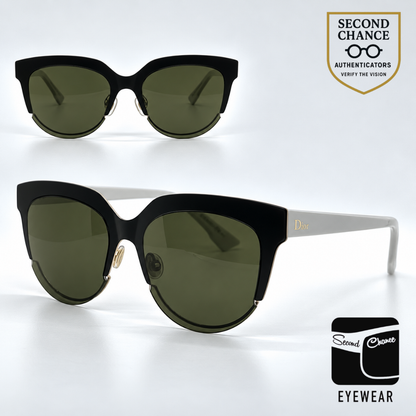 Christian Dior DiorSight2 Green White Cat-Eye Sunglasses Green Lenses-Unworn