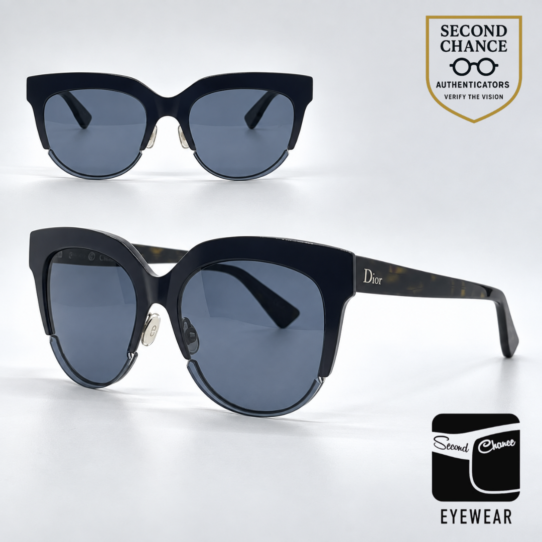 Christian Dior DiorSight2 REY72 Cat-Eye Sunglasses Matte Navy Tortoise-Blue-Deadstock