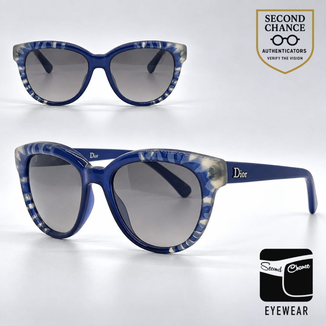 Christian Dior DiorTieDye2 Blue Tie-Dye Cat-Eye Sunglasses Light Grey Lenses-Unworn