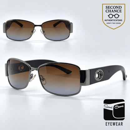 Christian Dior Flavour 5 Gunmetal Rectangle Vintage Sunglasses Brown-Blue Gradient Lenses-Unworn