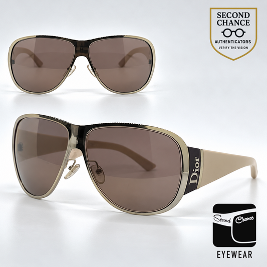 Christian Dior SubDior 1 Shield Aviator-Vintage Sunglasses Gold Tan-Brown-Unworn