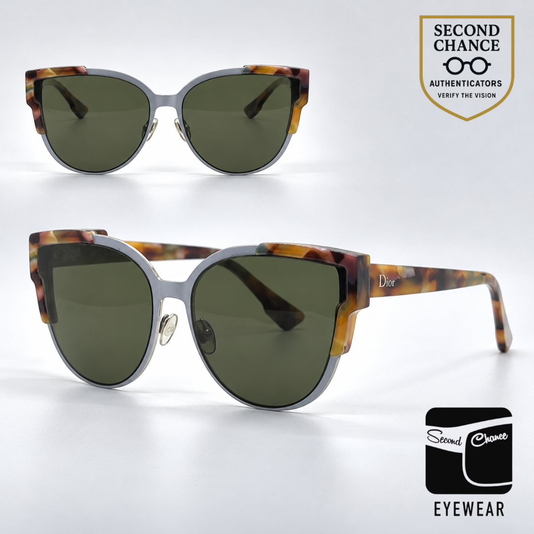 Christian Dior WildlyDior P7H1E Cat-Eye Sunglasses Silver Havana-Green-Unworn