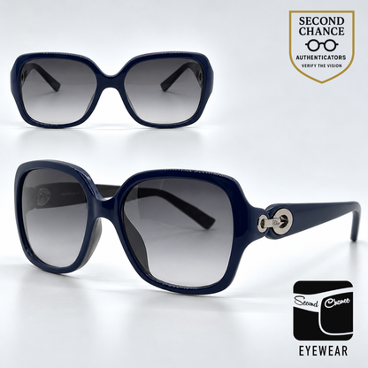 Christian Dior Diorissimo1 Square-Navy Optyl Leather Vintage Sunglasses -Grey Gradient-Deadstock