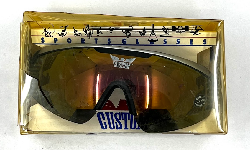 Vintage FOVS Italy Custom Shield Sunglasses NOS Sports Glasses w/ Box