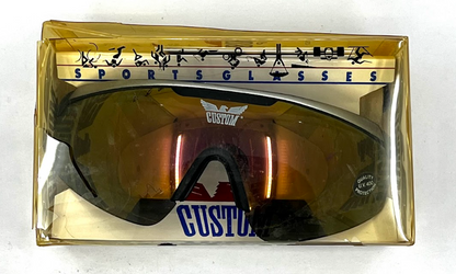 Vintage FOVS Italy Custom Shield Sunglasses NOS Sports Glasses w/ Box