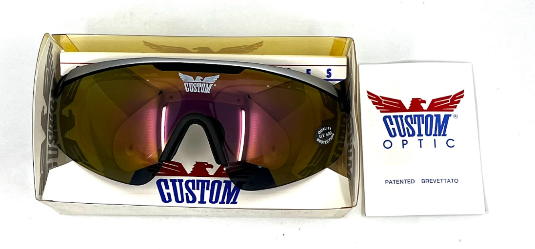 Vintage FOVS Italy Custom Shield Sunglasses NOS Sports Glasses w/ Box