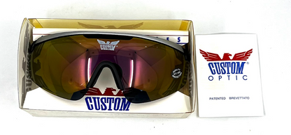 Vintage FOVS Italy Custom Shield Sunglasses NOS Sports Glasses w/ Box